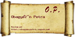Obagyán Petra névjegykártya
